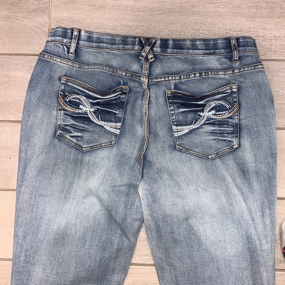 Rod’s True Western Women’s Size 19 20/34 Stretch Denim Botton Cuff Bootcut Jeans - Picture 4 of 8